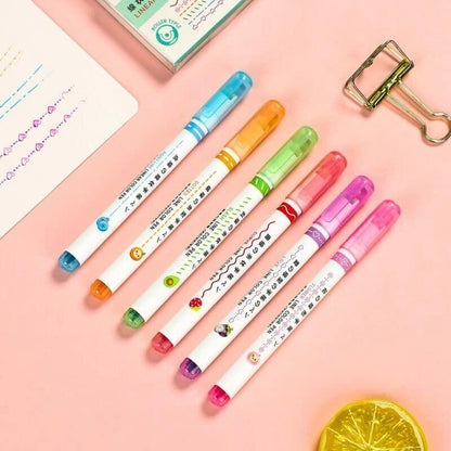 Linear Roller Color Pens Highlighters (Set of 6)