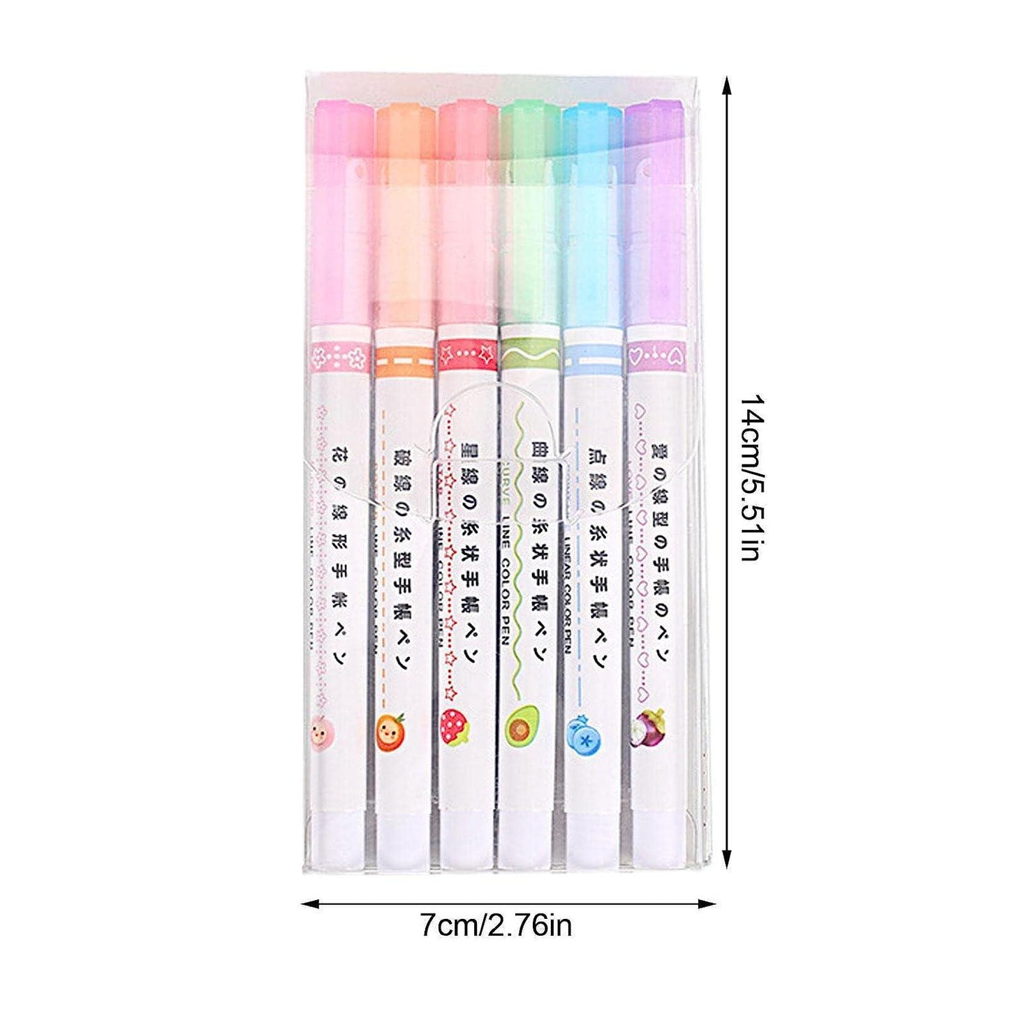 Linear Roller Color Pens Highlighters (Set of 6)