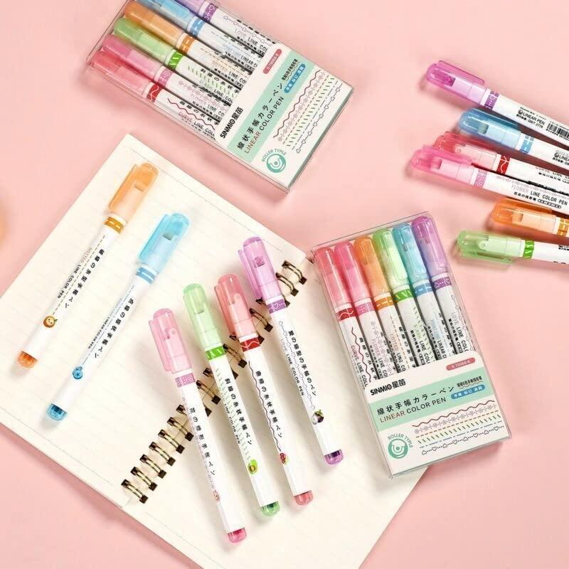 Linear Roller Color Pens Highlighters (Set of 6)