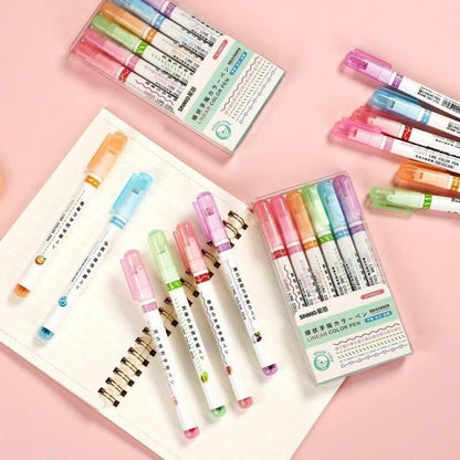 Linear Roller Color Pens Highlighters (Set of 6)