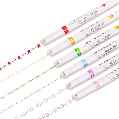 Linear Roller Color Pens Highlighters (Set of 6)