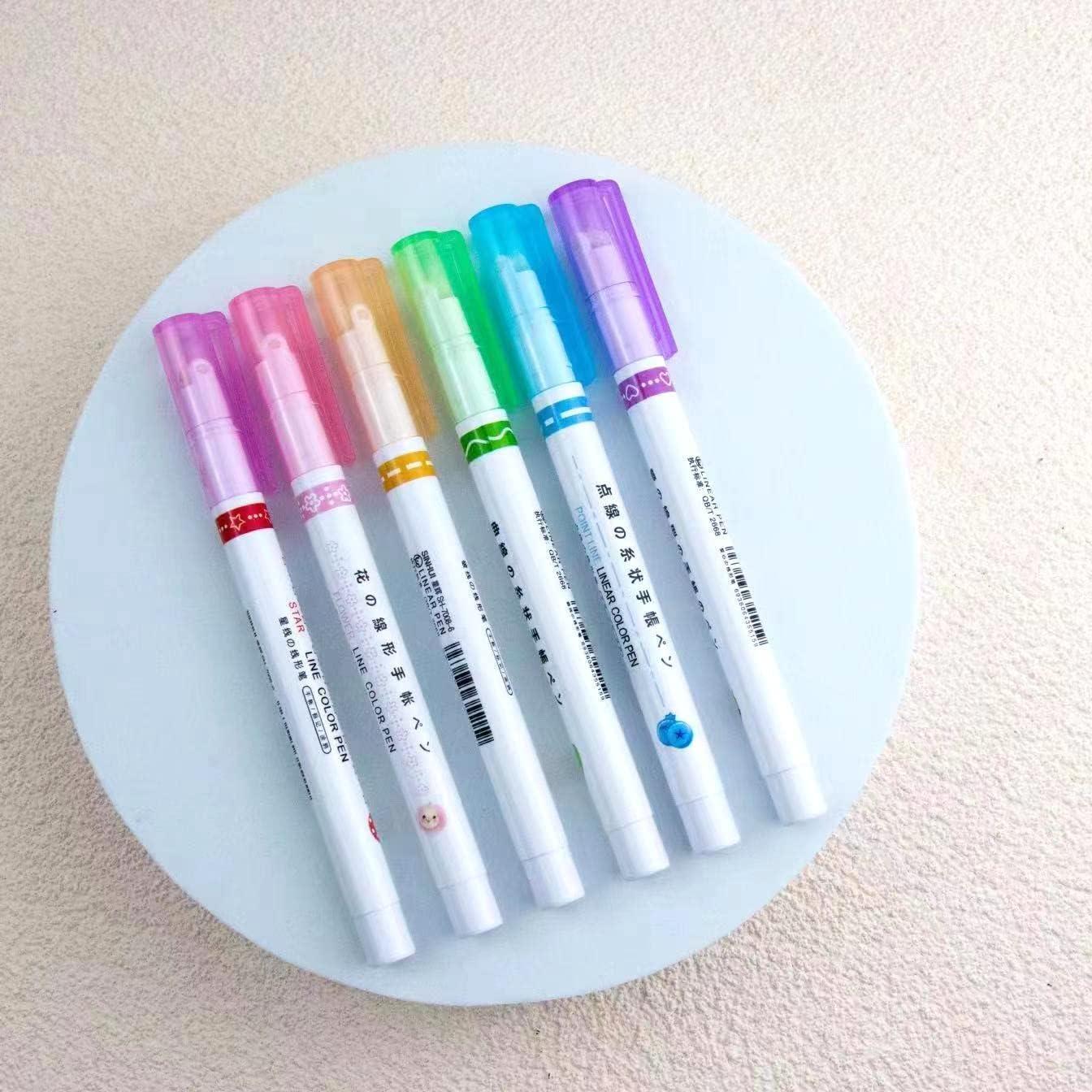 Linear Roller Color Pens Highlighters (Set of 6)