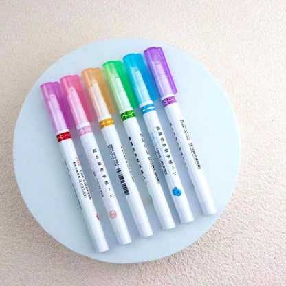 Linear Roller Color Pens Highlighters (Set of 6)